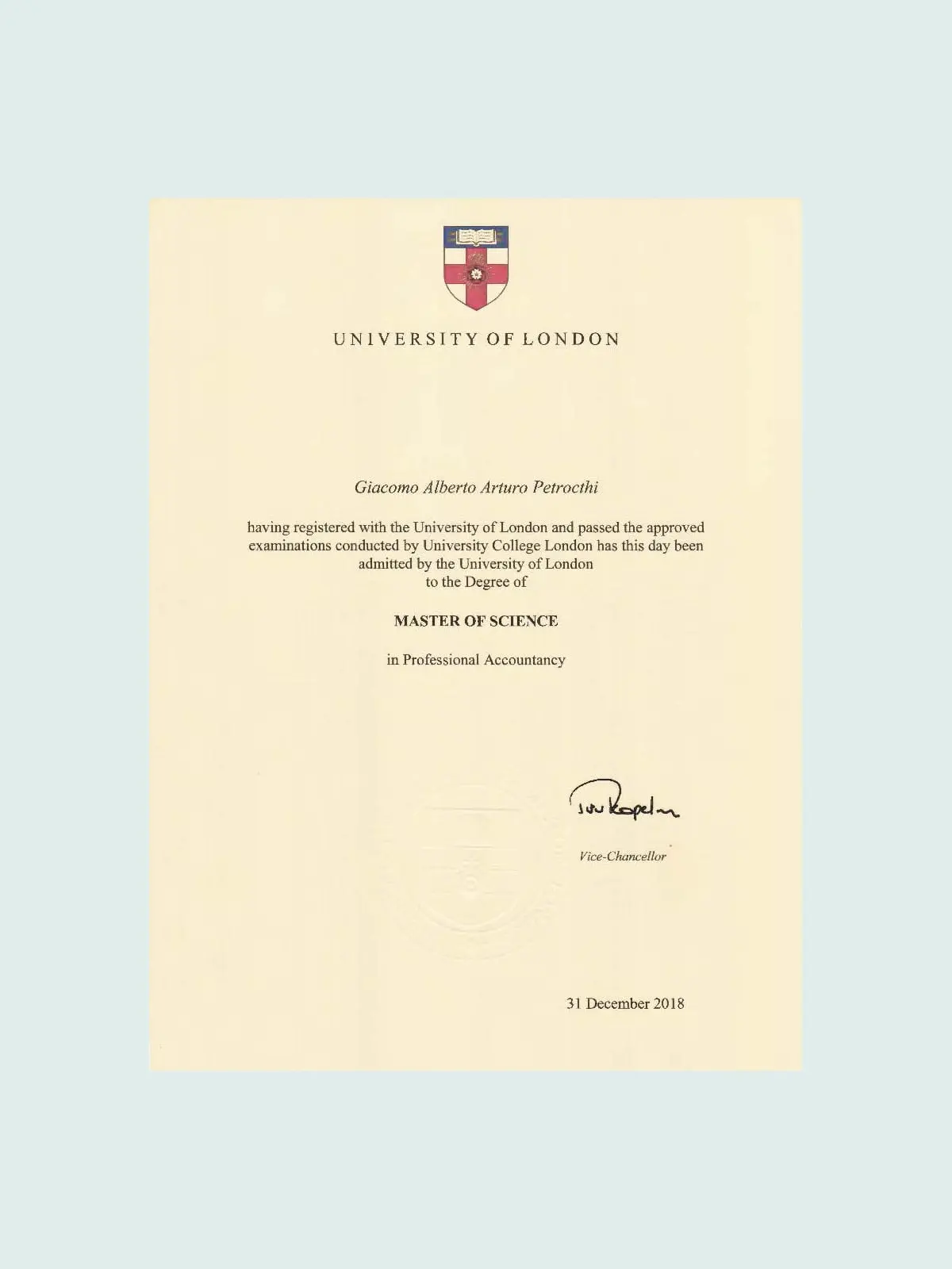 Master of Science in Professional Accountancy